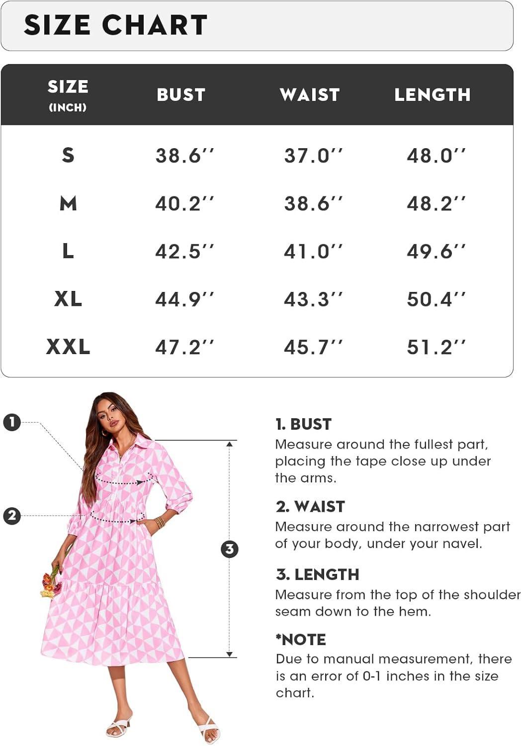 FMEYOA Womens Summer Boho Midi Dress Long Sleeve Casual Color Block Floral Beach Button Down Shirt Dress