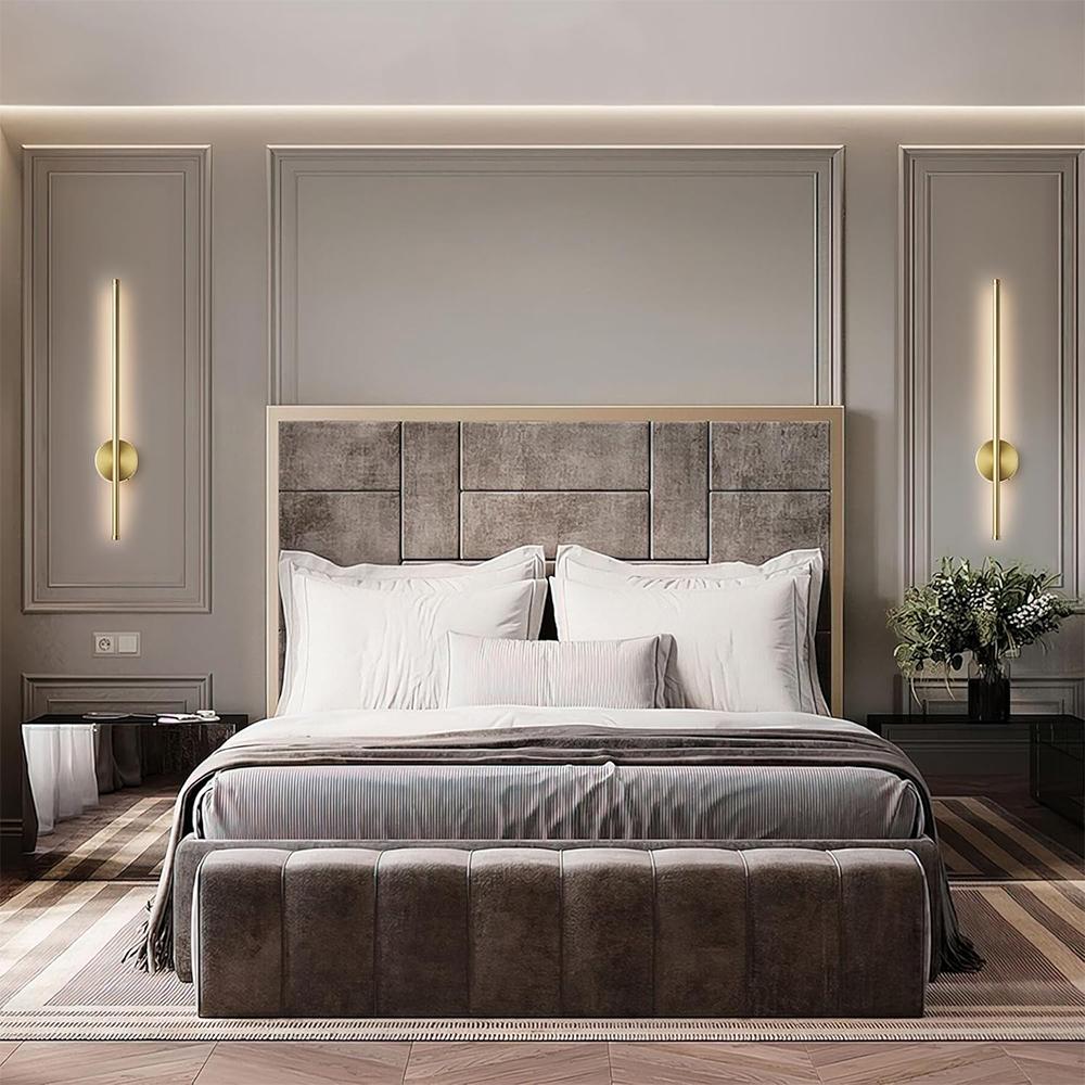 2-Pack Rechargeable Modern LED Wall Lights | Wireless | Black/Gold | 50CM | 4400mAh Battery | Touch + Remote Control | 3 Color Temperatures | Ideal For Living Room/Bedroom/Study | Interior LED Lights