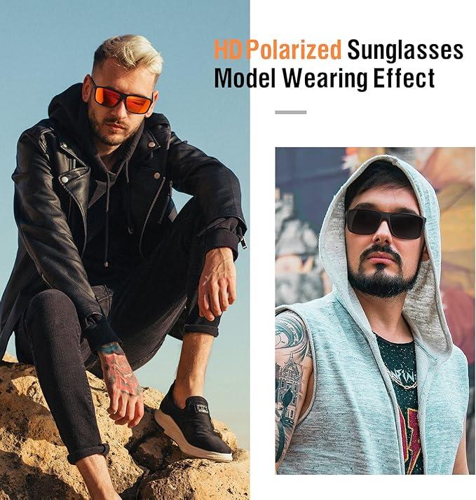 Retro Polarized Sunglasses for Men & Women - Classic Black UV Protection Driving/Fishing Sunglasses - Unisex Vintage Style