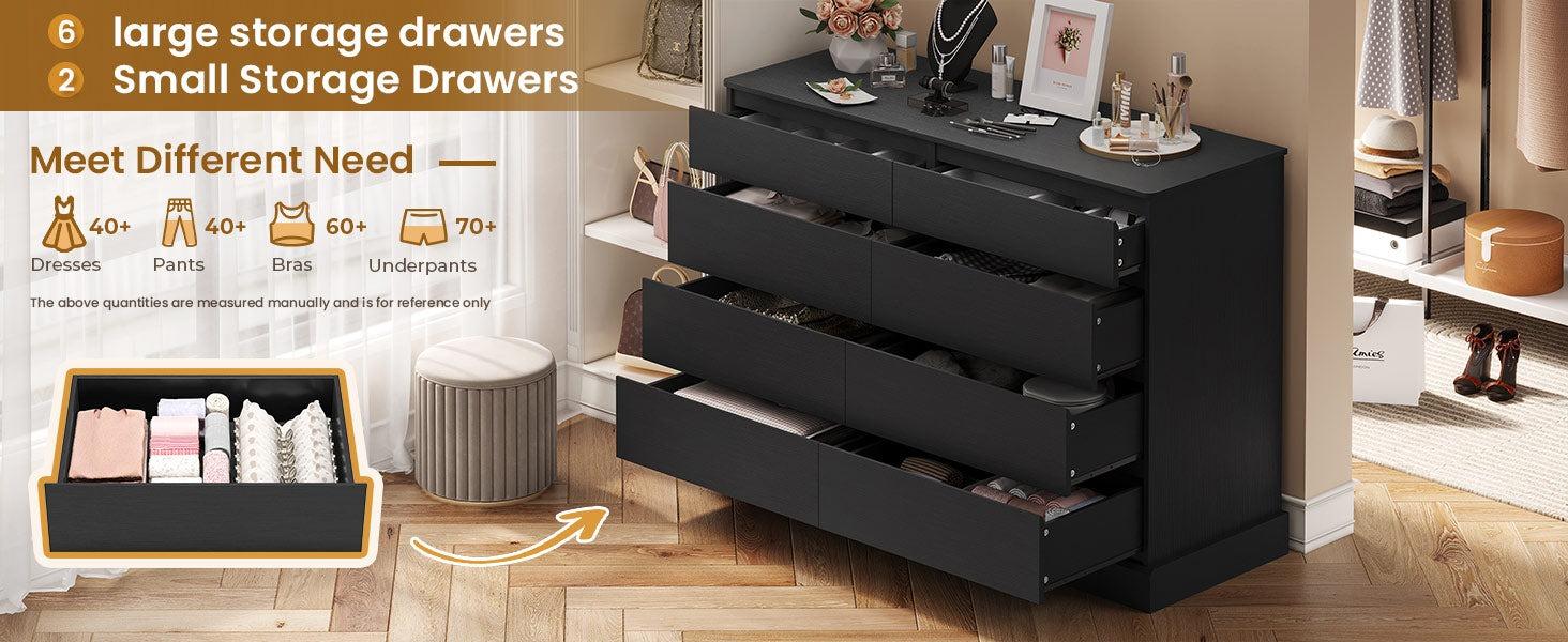Sikaic 8 Drawers Long Double Dresser with Storage Organizer