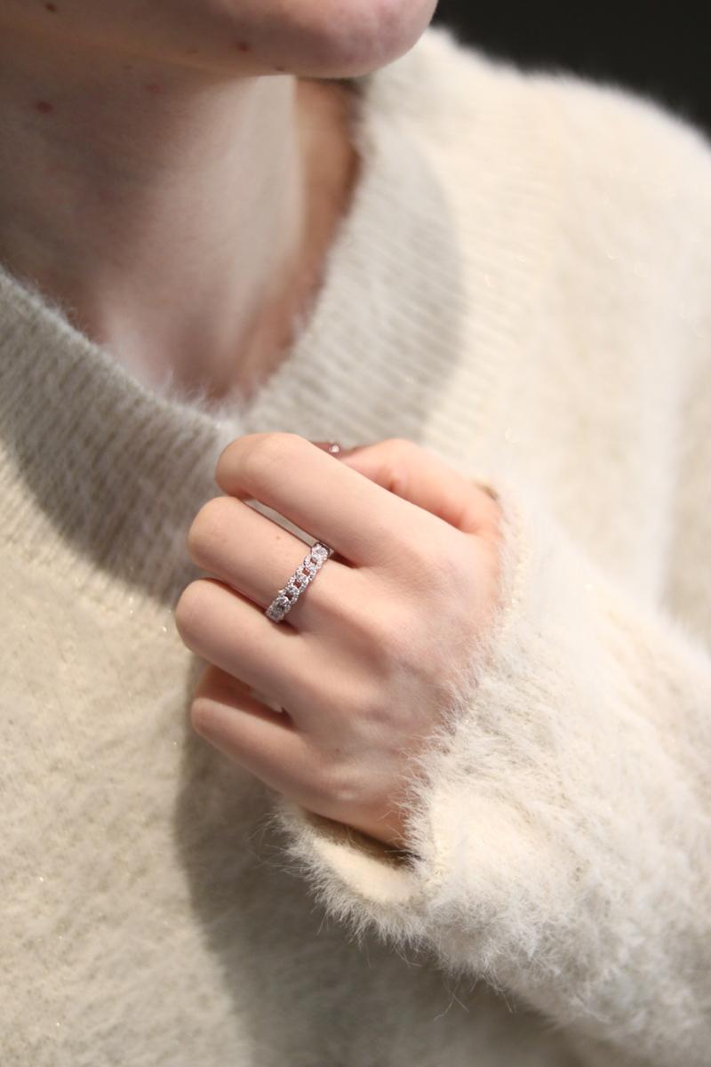 【#288 Cuban Band】Full Synthetic Moissanite Link Chain Ring Band in 925 Sterling Silver