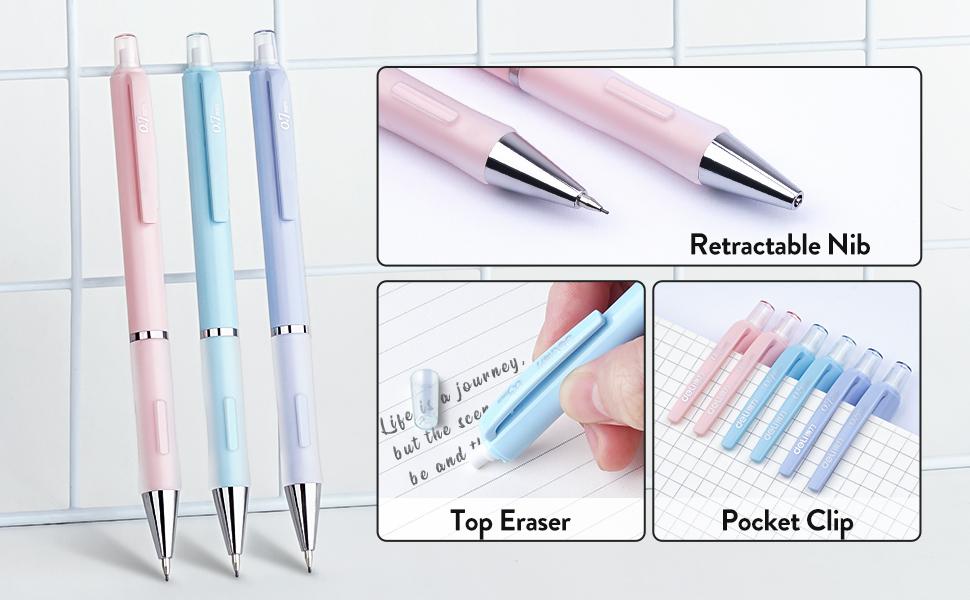 Four Candies Pastel Mechanical Pencil Set - 6PCS 0.5 mm & 0.7mm Pencils with 360PCS HB #2 Lead Refills, 3PCS Erasers and 9PCS Eraser Refills, Cute School Supplies Stuff for Student Writing Drawing