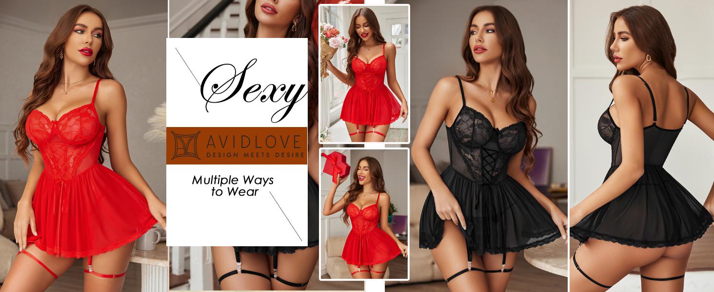 Avidlove Women's Lace Chemise Nightgown - Sheer Short Style | Wire-Free | Petite-Friendly Design SpringStatements