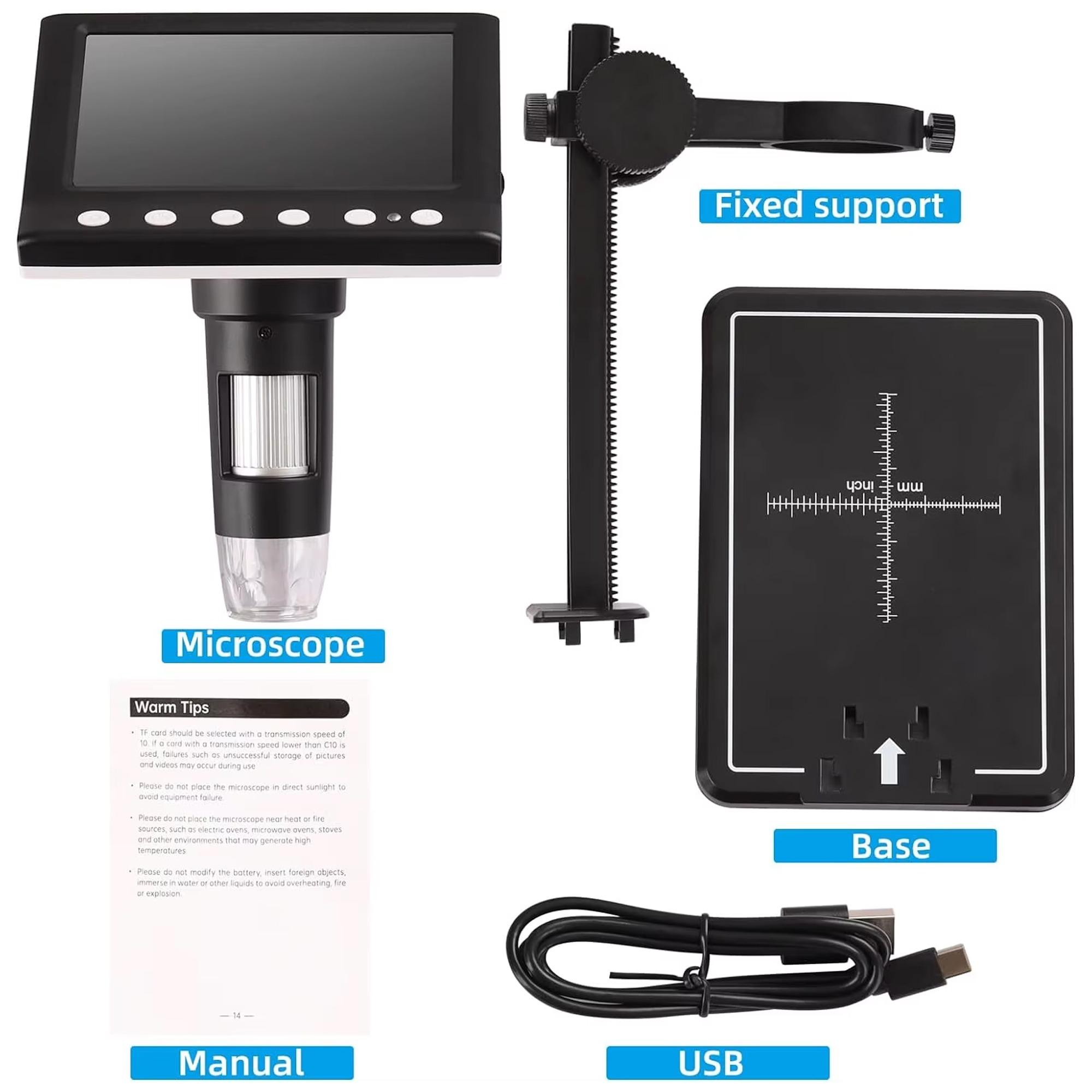 1000X Wireless Digital Microscope 8 LED Lights Portable Handheld Microscope Camera with 32GB Card Compatible Android iOS for Circuit Board Repair Metal Detection Inspection Research Diagnosis Kit
