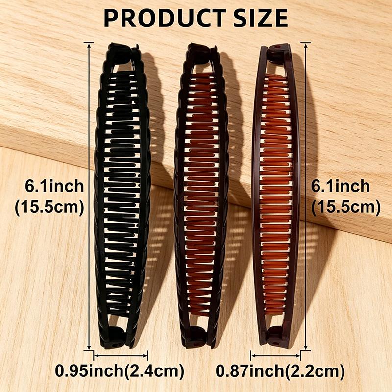 3-Pack Large Banana Hair Clips for Women - Extra Strong Non-Slip Clips for Thick Curly/Wavy Hair, Vintage Tooth Clips - Heavy-Duty Hair Accessories for Updos, Ponytails, and Buns - Perfect Valentine's/Mother's Day Gift, Wave Design
