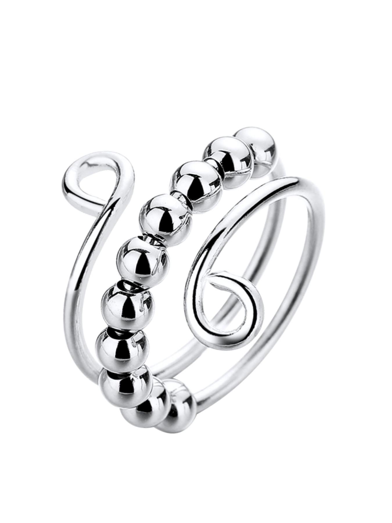 Anxiety Ring - Anxiety Relief Rings, Adjustable rotating ring, helps relieve anxiety, stress and meditation - Rotatable and stackable 10 beads, suitable for both men and women - Unique design, helps calm and focus - Anxiety Fidget Ring