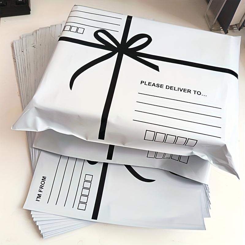 50 Butterfly Knot Envelope Shipping Bags, Delivery Bag with Address & Postal Code Space, Peel Seal Closure, Durable PP Material