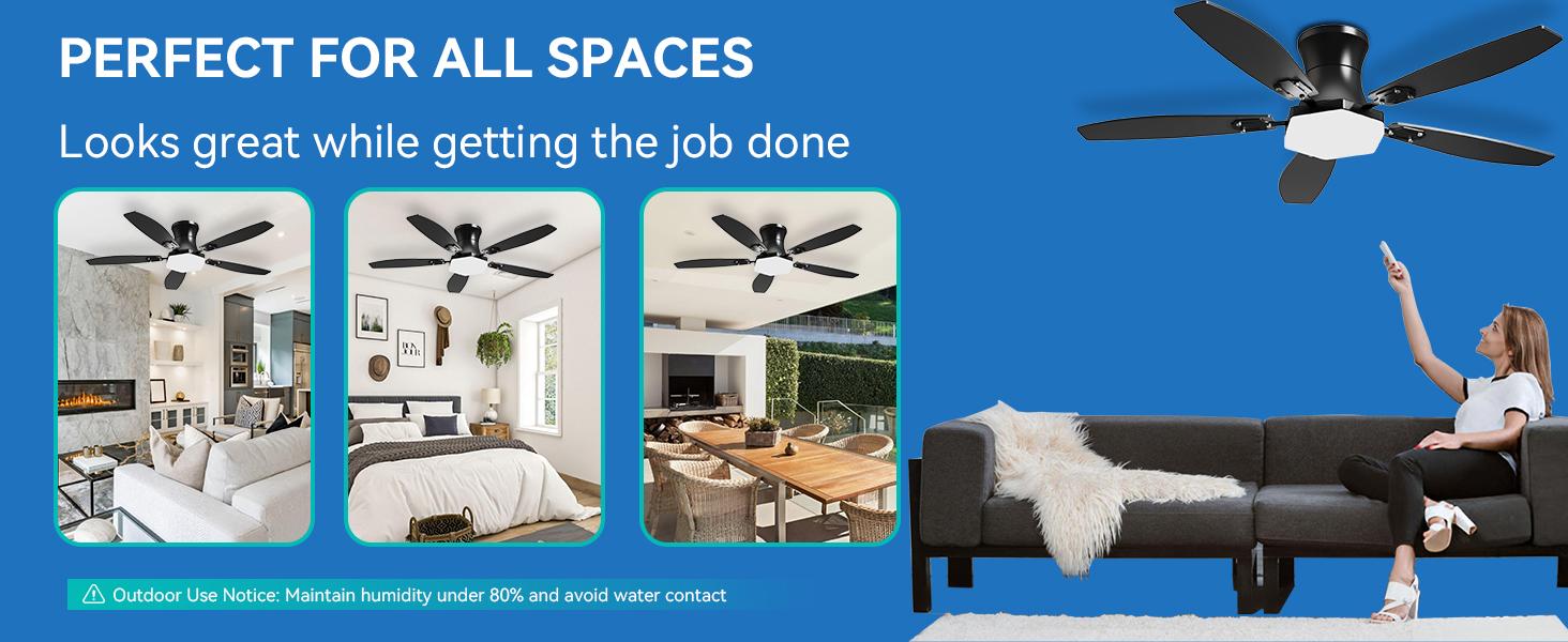 42-inch ceiling fan with light strip and remote control, black - low-profile embedded installation, black ceiling fan with light, silent bidirectional motor, 3CCT dimmable LED, modern ceiling fan suitable for bedrooms, can be used indoors or outdoors.