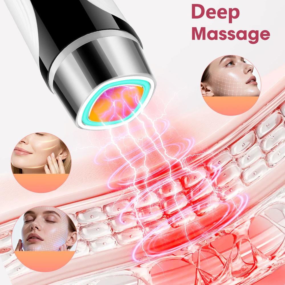4-In-1 Facial Massage Beauty Device with Multi-Tone Red & Blue LED Lights, Warm Heating Face Contouring Lifting Machine, 4 Adjustable Skincare Modes for Face & Neck Daily Home Skin Care, Facial Beauty Massagers