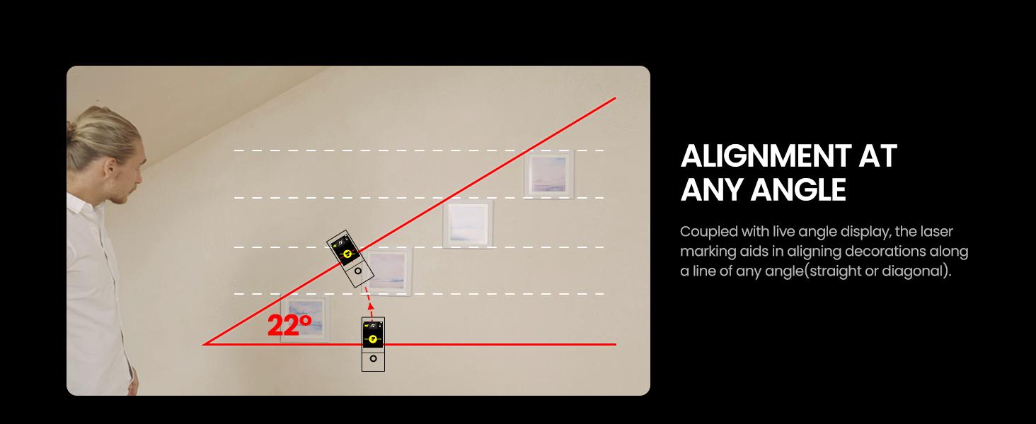 Mileseey D9 Pro 330Ft Professional Laser Measurement Tool, equipped with an IPS touchscreen interface, point-to-point measurement, live angle display, APP sync support, and a laser measuring tool with a visual aligning indicator. Rechargeable Range Finder Mileseey D9 Pro 330Ft Professional Laser Measurement Tool, equipped with an IPS touchscreen interface, point-to-point measurement, live angle display, APP sync support, and a laser measuring tool with a visual aligning indicator. Rechargeable Range Finder
