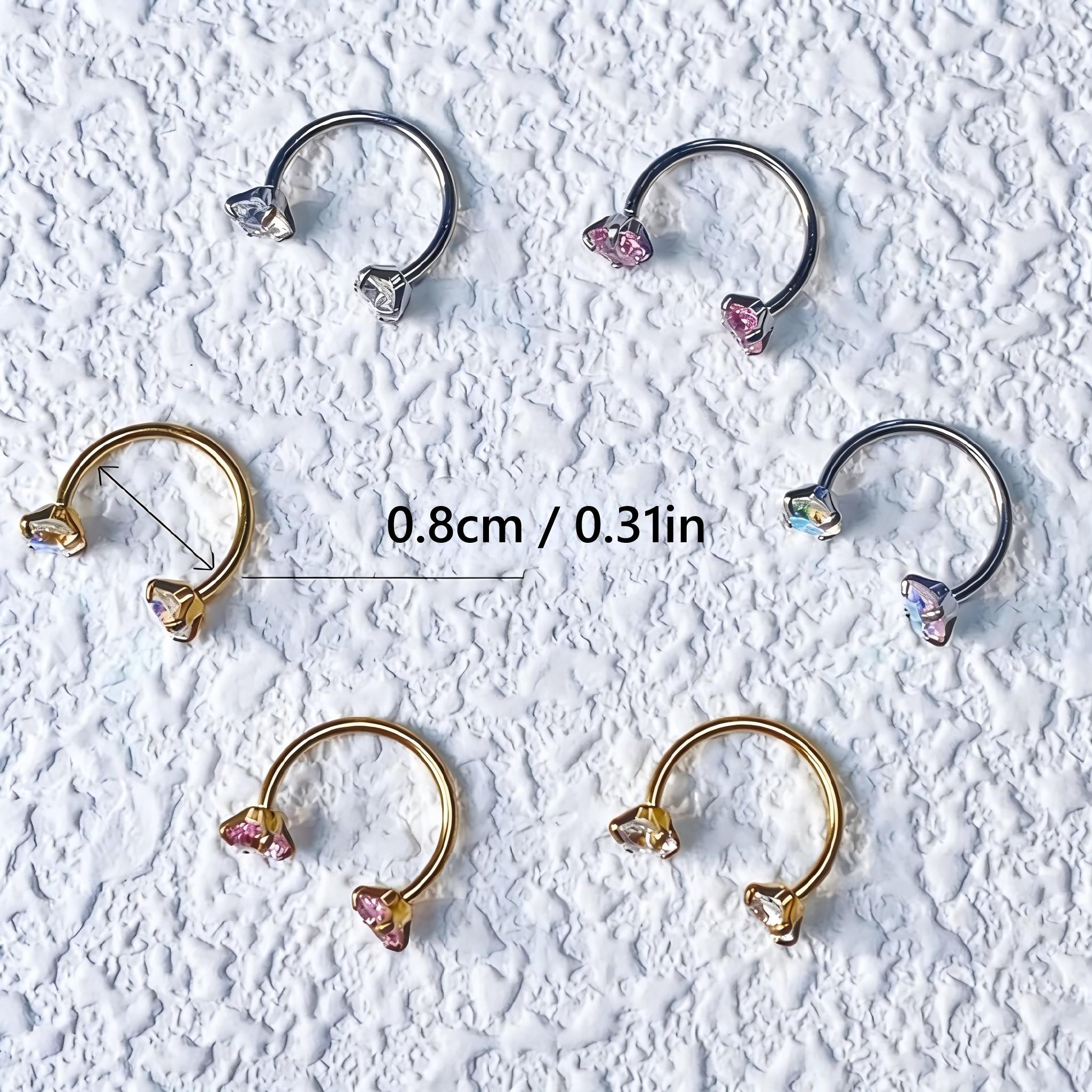6-Piece Value Set 316L Medical Grade Titanium Nose Rings, 18g 1.0mm U-Shaped Nose Studs, Free Ball Tray and Guide Needle Included