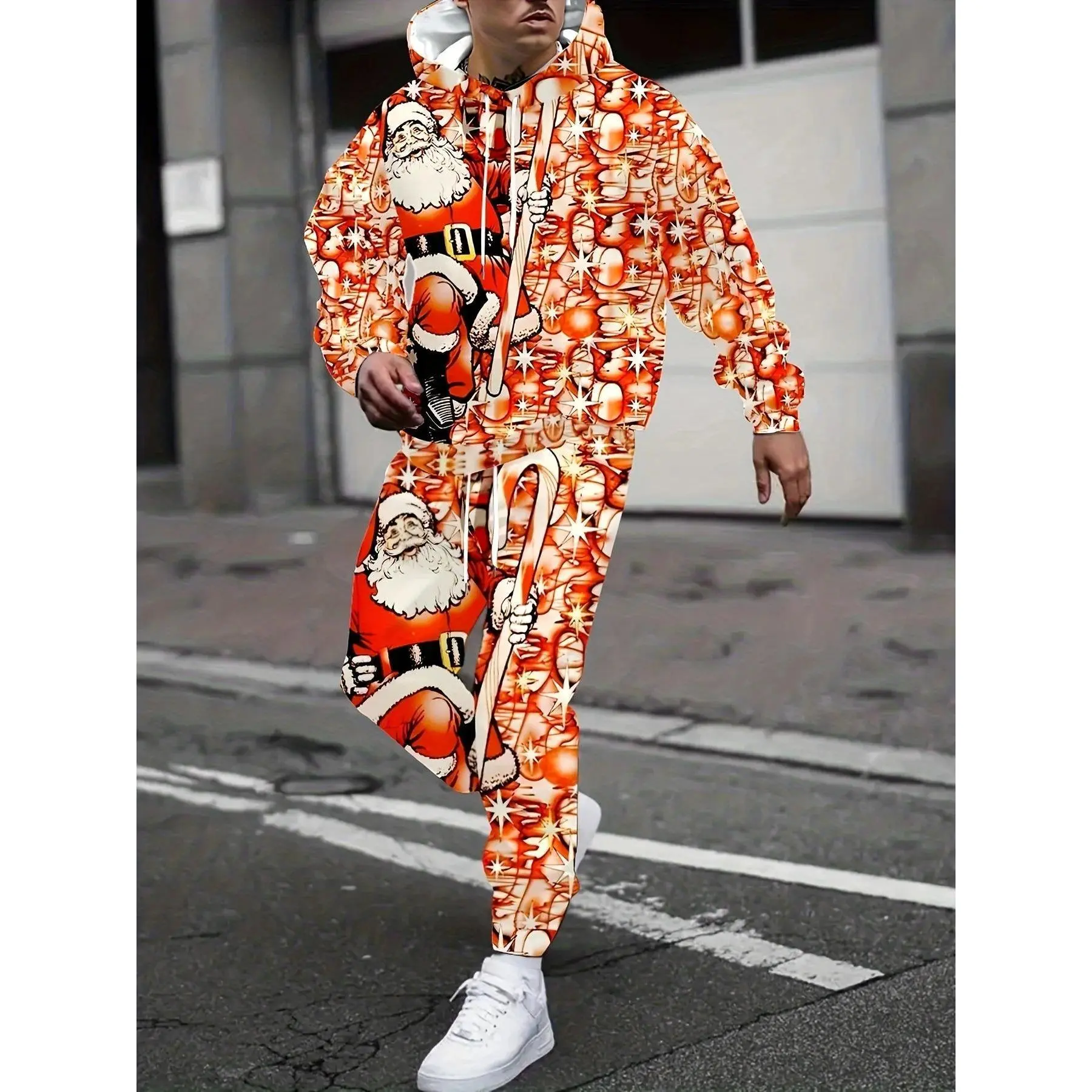 Popular 3D Print Hoodies Christmas Santa Claus Man Woman Tracksuit Pants 2pcs Sets Year Holiday Party Pullover Jogging Suits﻿﻿