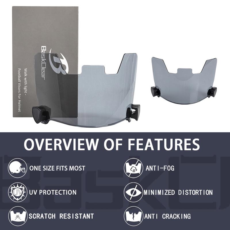 Football Visors for Helmet - Clear Football Visor- Football Helmet Visor Fits Adult & Youth Football Helmets - Anti-Fog, Scratch Resistant Clear Visor Football Face Shield