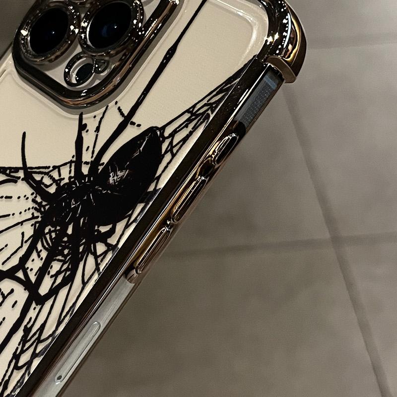 Spider Pattern Four-corner drop-proof TPU phone case for iPhone 16 15 14 Pro Max 13 12 11 XR XS Plus shockproof full camera protection durable slim silicone case mobile phone case