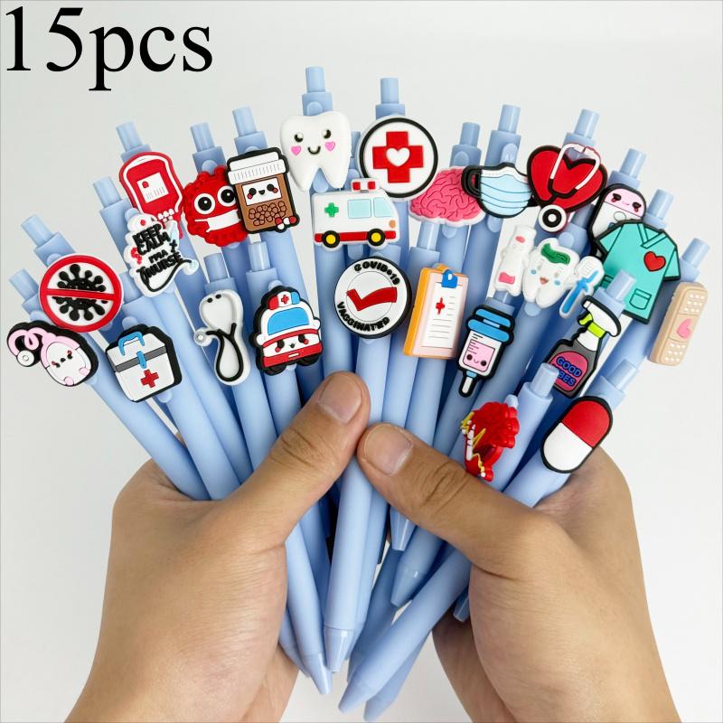 5/15/25pcs Creative Minimalist Medical Healthcare Doctor Adjustable Rollerball Pens Campus Design Back-to-School Season Doctor Series Press-to-Use Ballpoint Pens Random Colors Aesthetic Pens