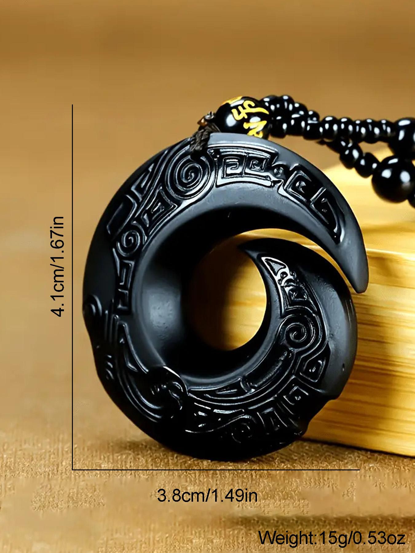 Obsidian Pendant Charms Necklace, Unisex Lucky Charm Jewelry, Trendy Charms Necklace, Casual Fashion Accessory, Durable Fashion Accessory, Perfect Holiday Gift for All Seasons