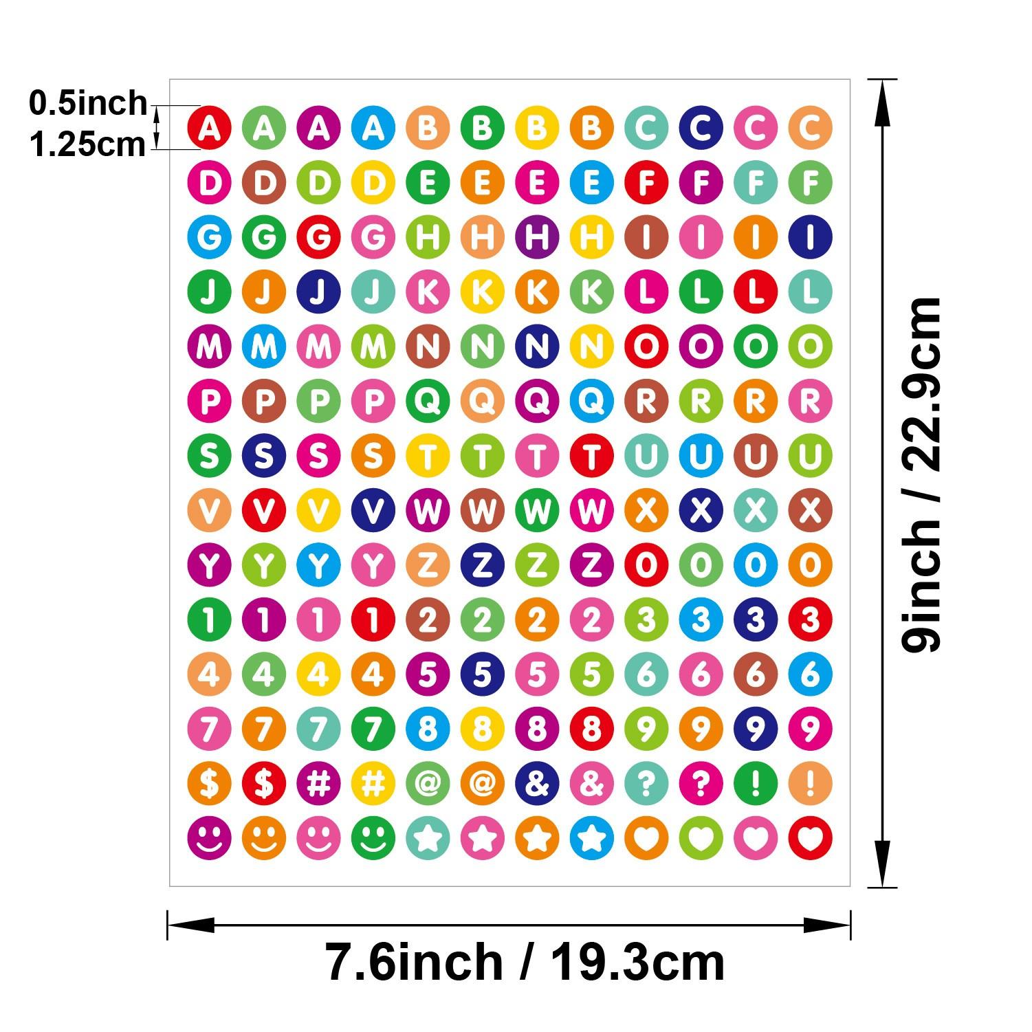 Colorful Round Alphabet Stickers Set, 6 Sheets/sheet, Waterproof 0.5-Inch Letters & Numbers, Ideal for Scrapbooking, Journaling, DIY Projects