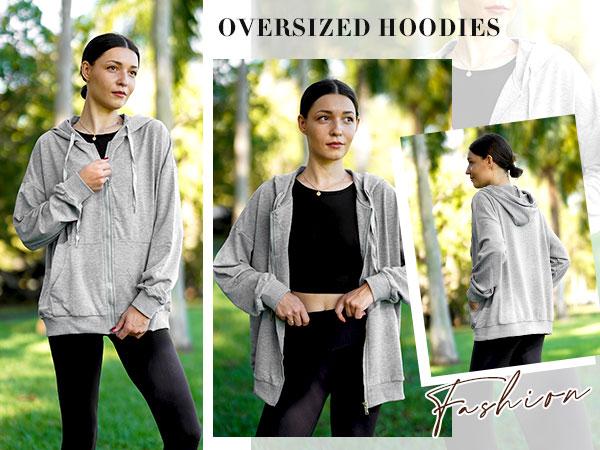Women's Lightweight Hoodies Full Zip Up Oversized Sweatshirts with Pockets Long Sleeve Thin Casual Hooded Jackets Women's Lightweight Hoodies Full Zip Up Oversized Sweatshirts with Pockets Long Sleeve Thin Casual Hooded Jackets