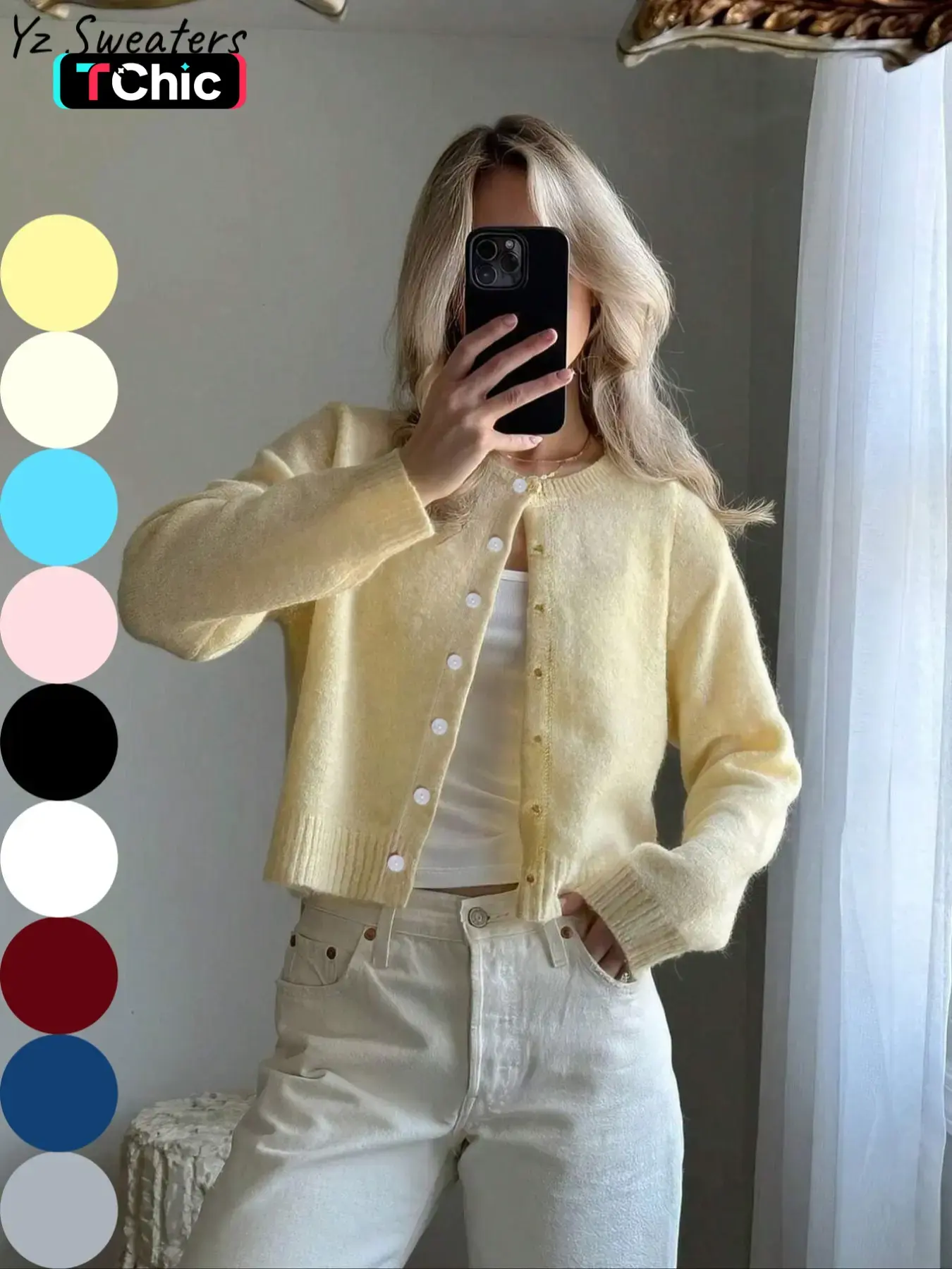 Women's Basic Solid Color Button Front Cardigan, Casual Long Sleeve Knitwear for Spring & Fall, Fashion Women's Knit Clothing for Daily Wear, Fitted Knitwear Sweater #GLOBAL PICKS