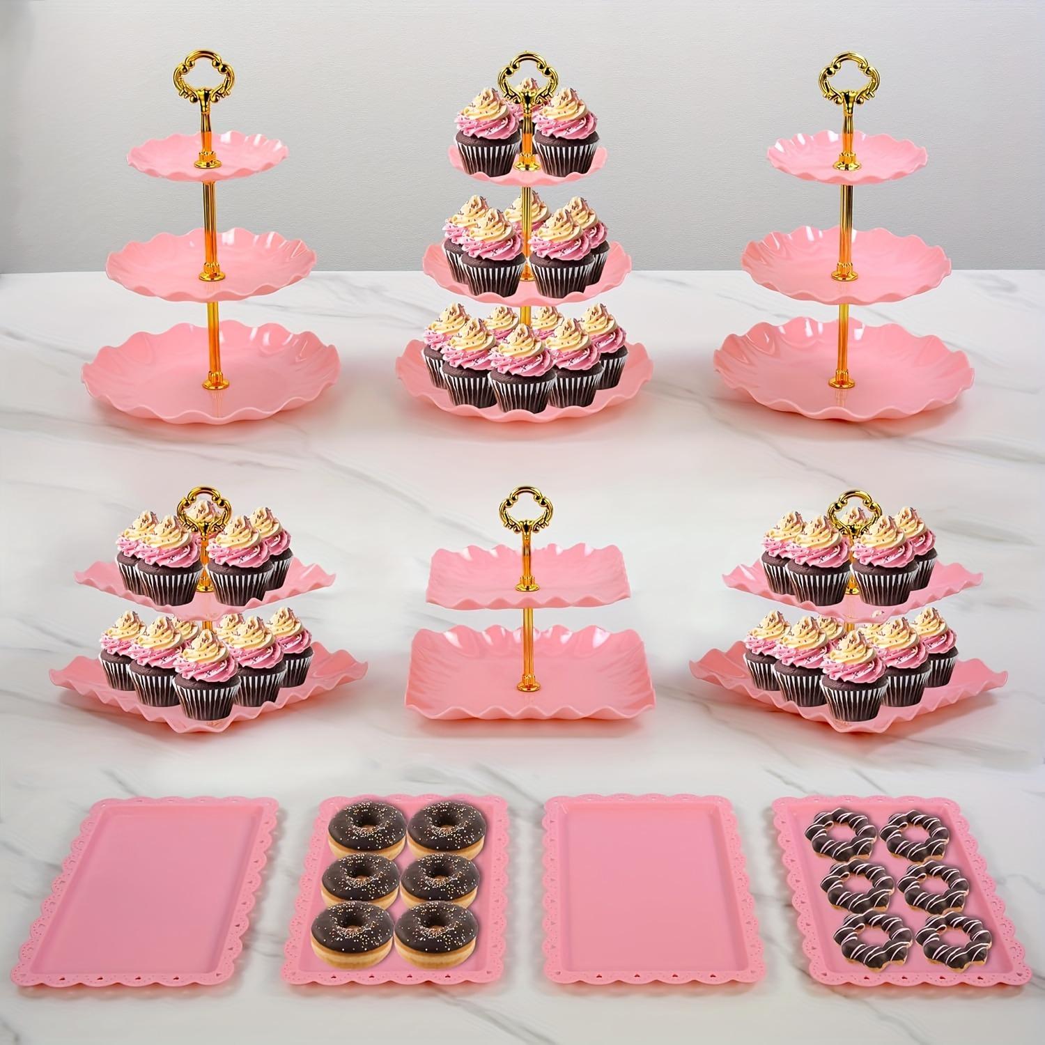 sebastian CADIA, Plastic 10pcs Party Cake Stand Set - 3 Double-Tier Cupcake Holders, 3 Triple-Tier Cupcake Holders, 4 Appetizer Trays - Perfect for Birthdays, Bridal Showers Pastry Decorative Kit, Cake Decorating Supplies, 10Pcs Dessert Cake Stand (Pink) sebastian CADIA, Plastic 10pcs Party Cake Stand Set - 3 Double-Tier Cupcake Holders, 3 Triple-Tier Cupcake Holders, 4 Appetizer Trays - Perfect for Birthdays, Bridal Showers Pastry Decorative Kit, Cake Decorating Supplies, 10Pcs Dessert Cake Stand (Pink)