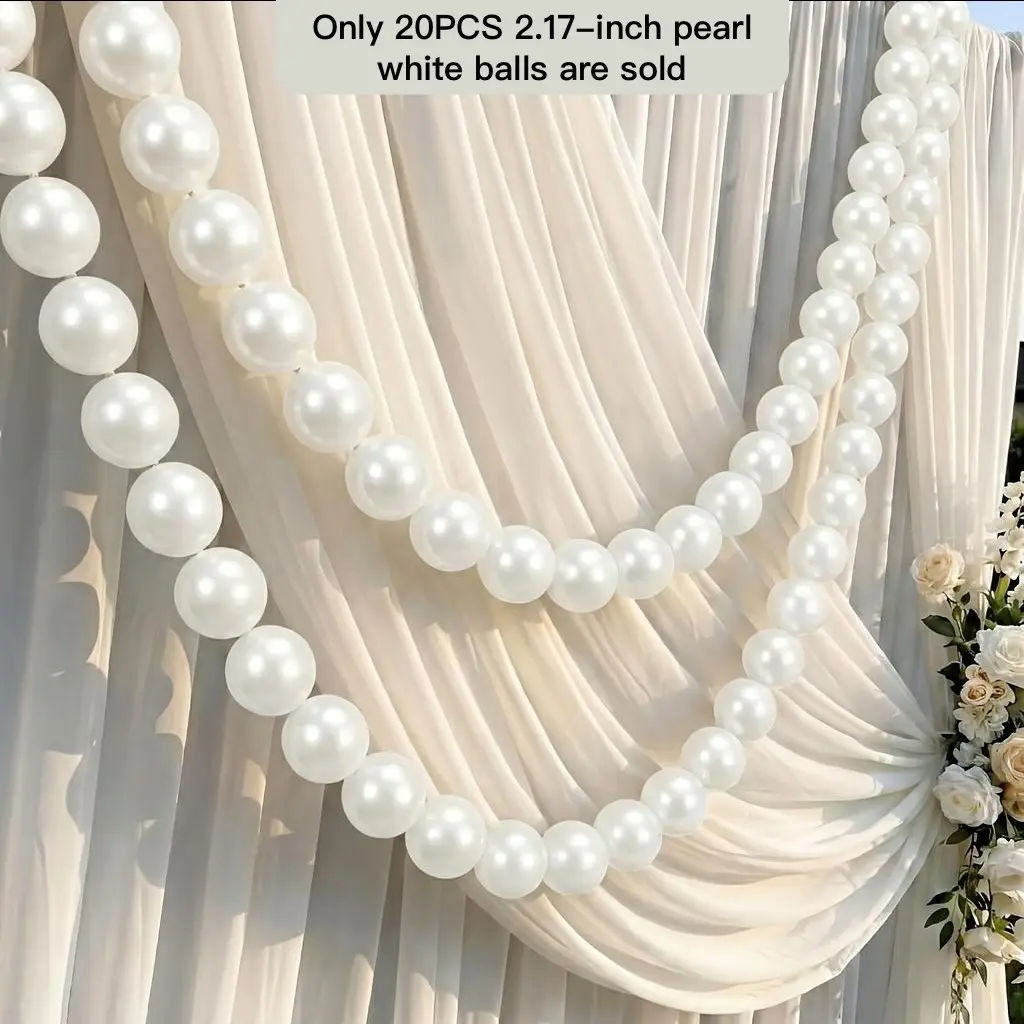 20pcs 2.17Inch Pearl White Ball Wedding Hanging Decoration, Pearl White Ball Hanging Banner for Wedding Engagement Bridal Baby Shower Party Decor, Craft More Sets Longer Effect, Ornaments