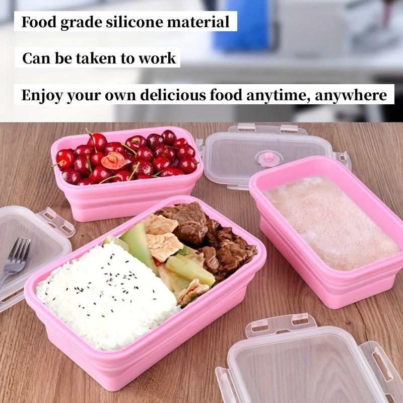 Food Grade Foldable Silicone Lunch Box, Microwave Safe Sealed Bowl, Portable Bento Box for Office Workers and Students, Refrigerator Storage