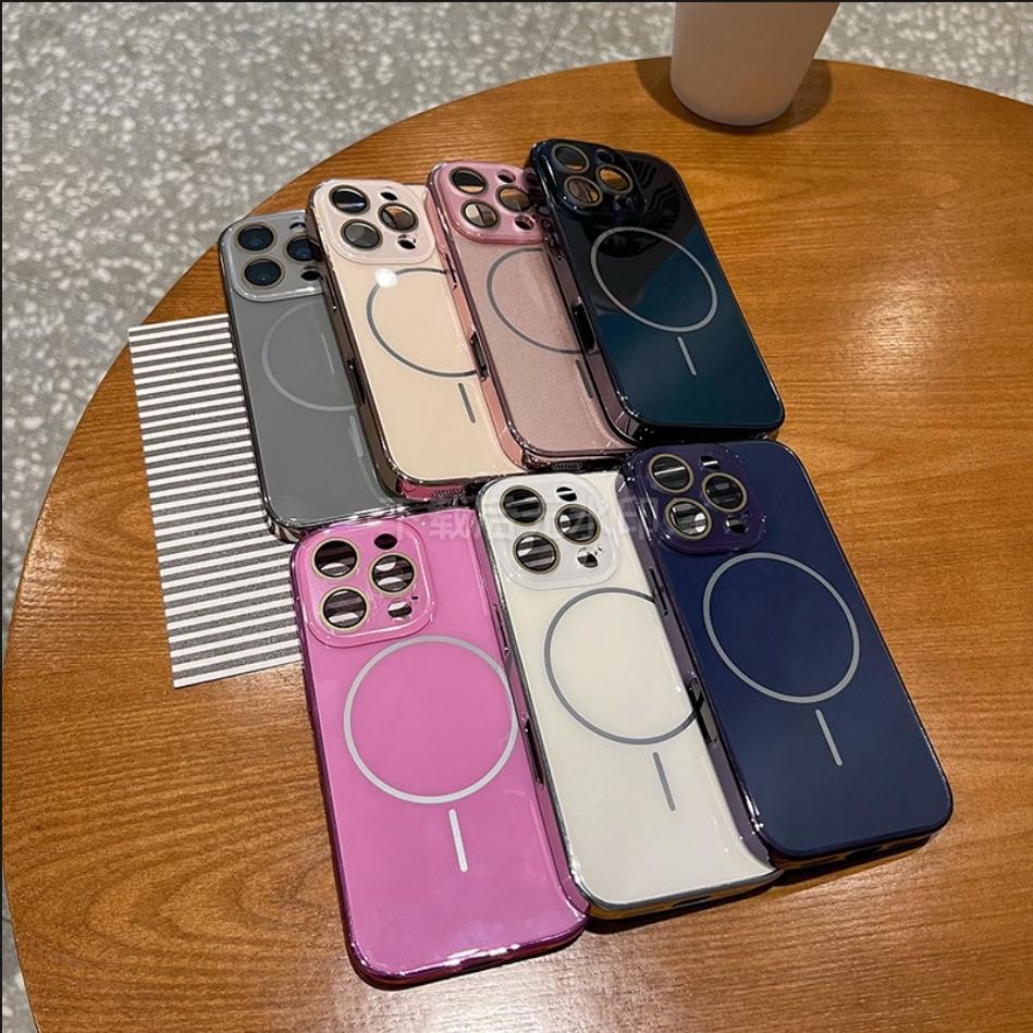 Compatible with iPhone 17 Pro Max/ 17 Pro/16/15/14/13/12 Pro Max Phone Case Magnetic phone case Electroplating protective cover phone case hlk04