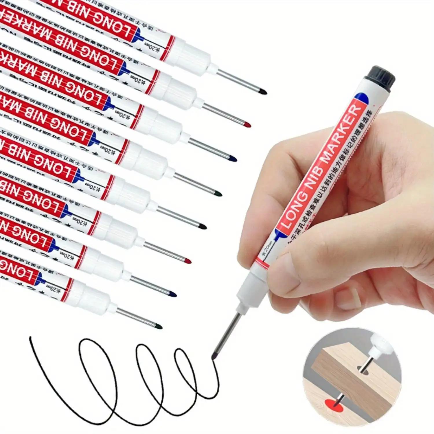 15pcs Long Nib Markers - Bulk Markers Oil-Based Carpenter'S Pens, Permanent Oil Marker for Deep Holes, Ideal for Ceramic, Wood, Plastic, Metal - Perfect for Bathroom Installation & Decor Fixing, Construction Tools | Long Nib Markers | Oil Based Ink