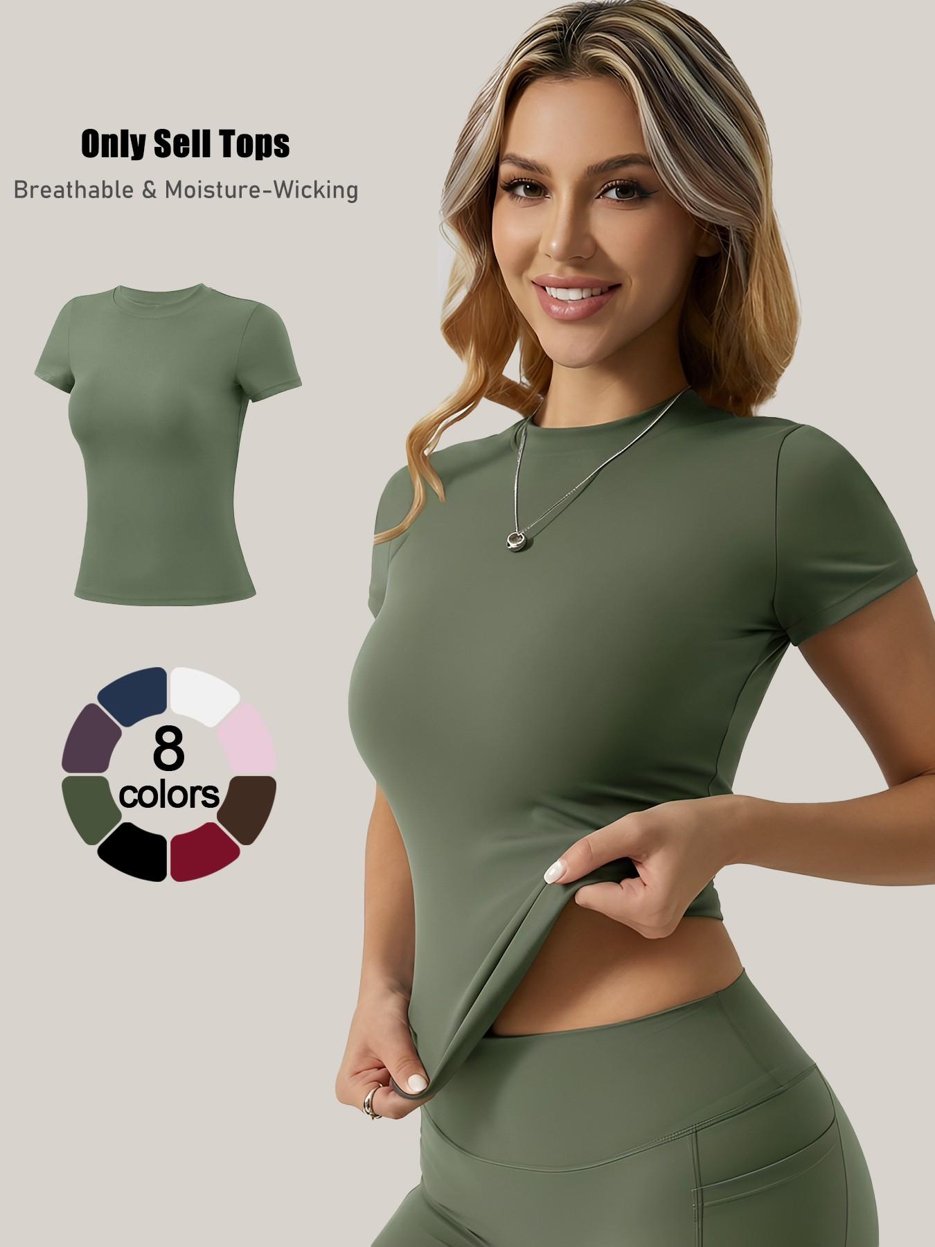 Women's Short Sleeve Workout Tops - High-Elasticity Slim-Fit Yoga Tee, Breathable Quick-Dry Fitness Shirt for Gym, Running Training & Casual Daily Wear