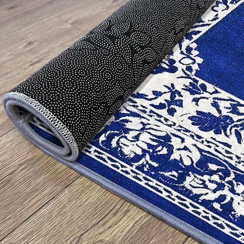 1pc Rectangular Blue Outdoor Rug, Waterproof Sunscreen Non-Slip Back, Velvet Camping RV Patio, Artistic Pattern, Indoor Outdoor Use