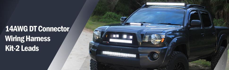 Nilight 14AWG 11.5 Feet DT Connector Wiring Harness Kit LED Light Bar 12V On Off Switch Power Relay Blade Fuse for Off Road Lights LED Work Light-2 Leads  dealsforyoudays