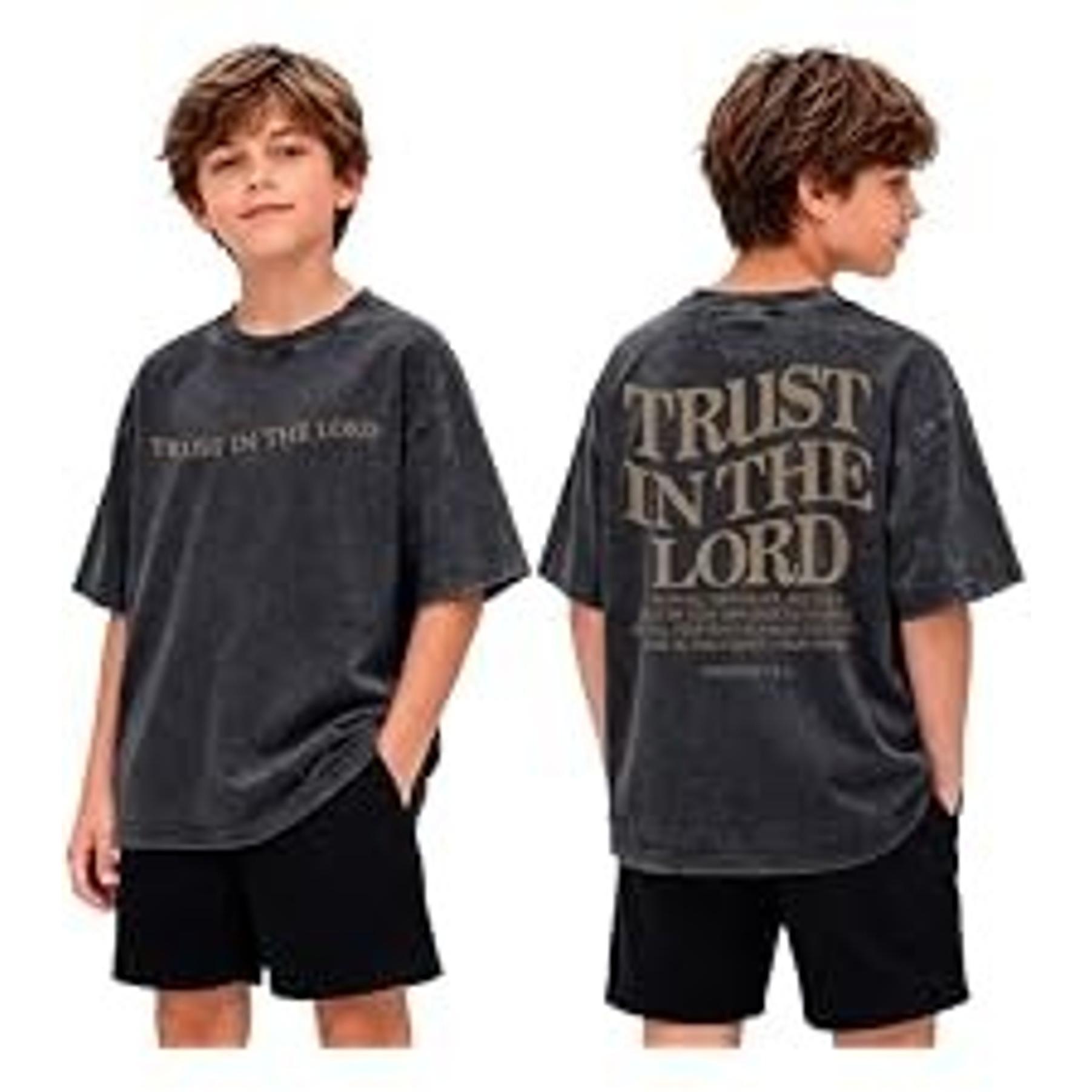 Boys Faith Over Fear Christian Jesus Graphic Tee - Bible Verse Religious Acid Wash T-Shirt for KidsGift