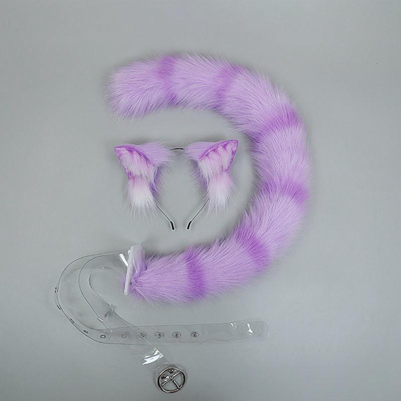 Tiger Spot Cat Ears Furry Tail Women Girls Lolita Animal Ears Hair Hoops Plush Tail Cosplay Costume Accessories