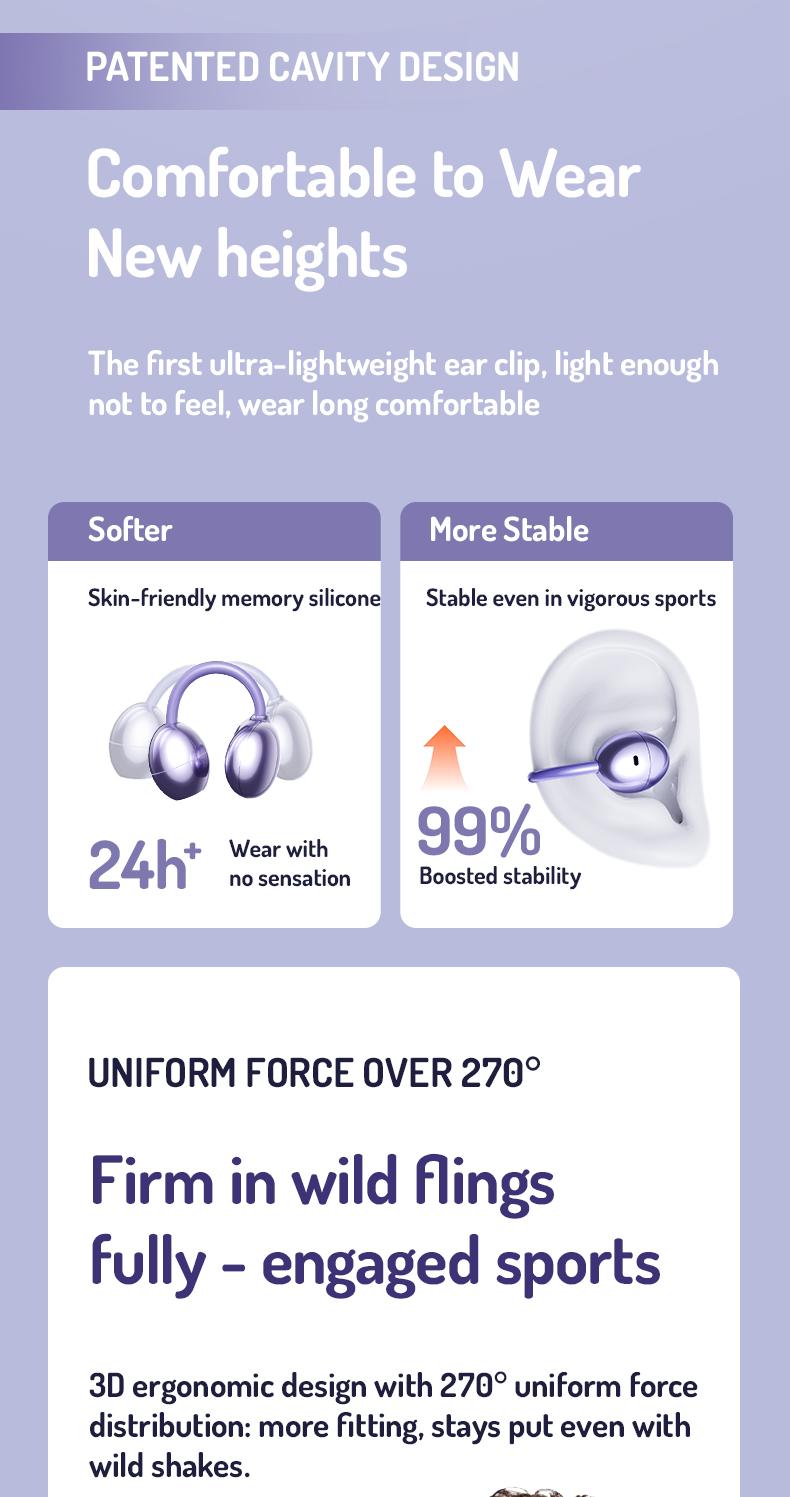 MINISO MS192 AI translation earbuds with APP Support 134 Languages Clip-on Earbuds,Open Ear Earbuds Wireless Bluetooth 5.4, Lightweight Open Ear Headphones with C-Shaped Bridge,Slim Hook,50H Battery,Waterproof, for Glasses Wearers and Workouts