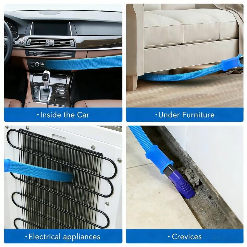 Upgrade Third-Generation S-Type Dryer Vent Cleaning Kit, Extendable Universal Connector, Vacuum Soft Tube Lint Remover, Blue