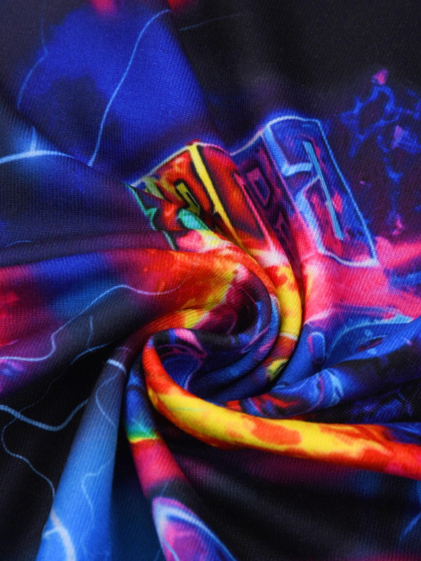 Boy Round Neck Short Sleeve Pajama Set, Cartoon Digital Print, Lightweight Comfortable, Daily Home Wear, 2-Piece Sleepwear