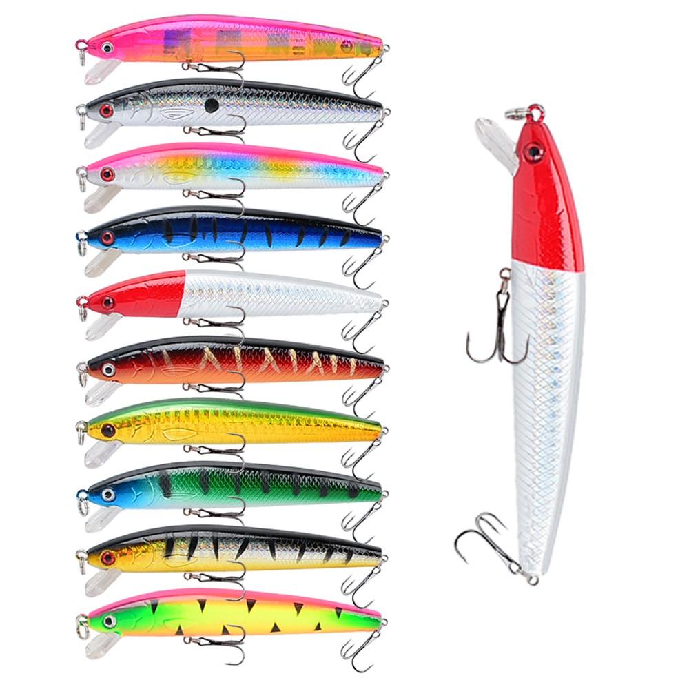 10pcs Premium Minnow Fishing Lure Set, Fishing Lure Kit, 3.94in/0.34oz Durable ABS Body, for Sea & Carp Fishing