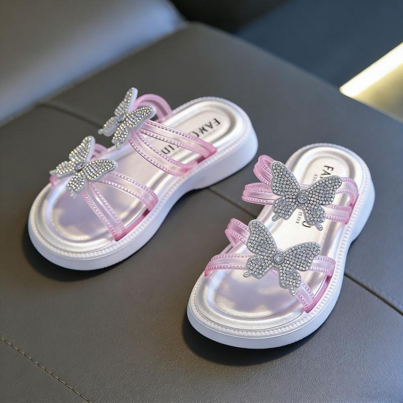 Girls Sandals Summer Open Toe Korean Princess Style Beach Slides Cute Versatile Student Footwear