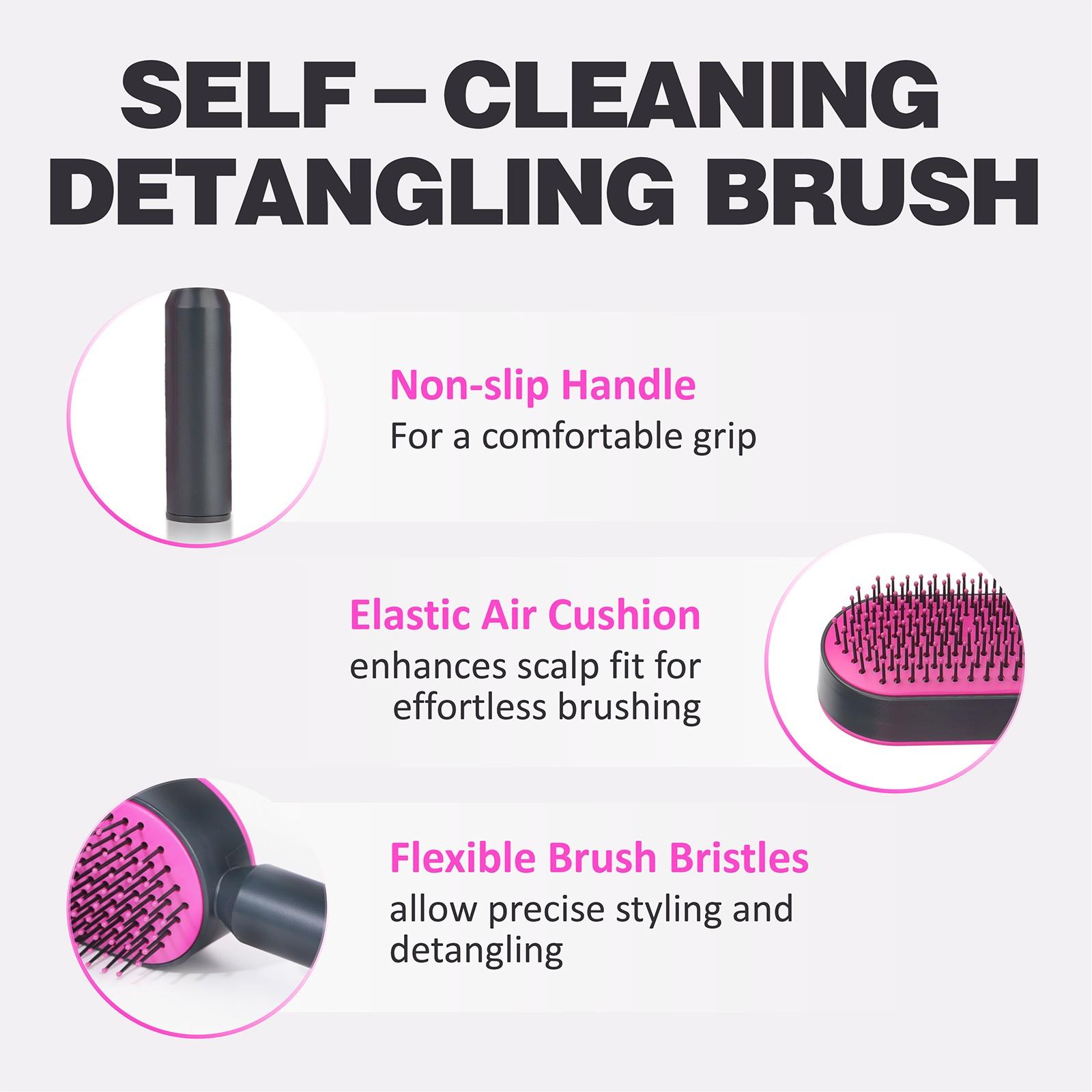 1pc Press-Down Easy-Clean Hair Comb, Anti-Tangle Scalp Massage Brush, Anti Tangle Brushes, Dry/wet Use Styling Comb, Detangling Brush For Curly Hair, Ideal for Long Curly Hair, Short Hair, Home, Salon, Travel