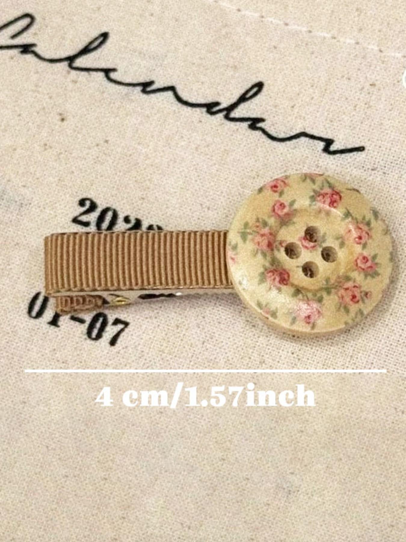 4PCS Button Polka Dot Floral Hair Clip, Retro Style, Whimsical Side Bang Clip, Simple Fashion, Perfect Gift, Daily Accessory, Party, Holiday