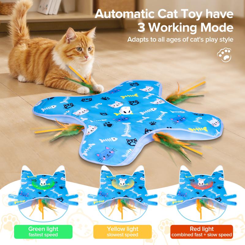 Chtoocy Hide and Seek Interactive Cat Toys,Moving Concealed Wand Feather, Rechargeable Cat Toy,Indoor Exercise Kicker for All Breeds