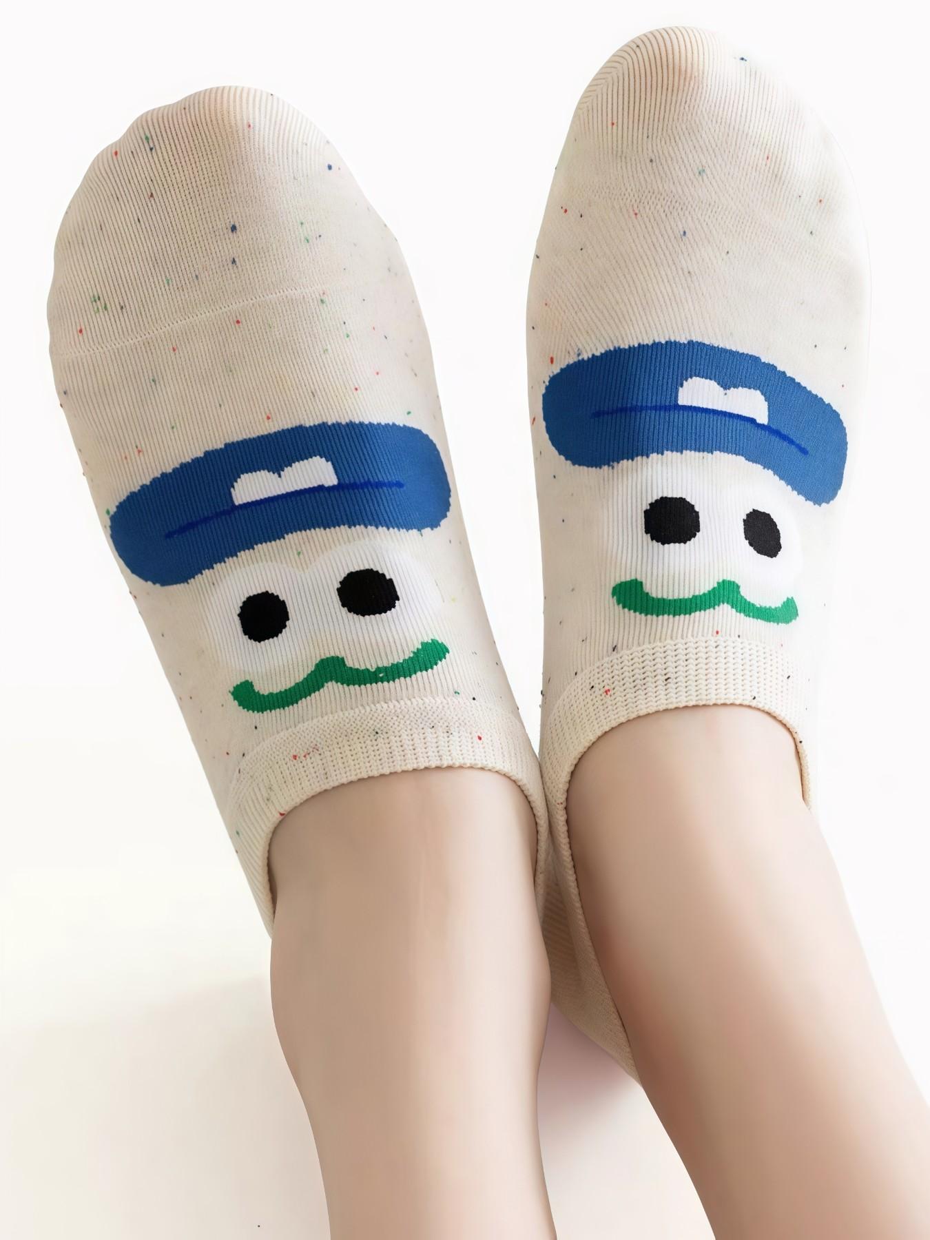 5 Pairs Spring Summer Fall New Cute Funny Weird Socks, Couple Personality Tiktok Trendy, Adorable Cartoon 3D Eyes Boat Socks