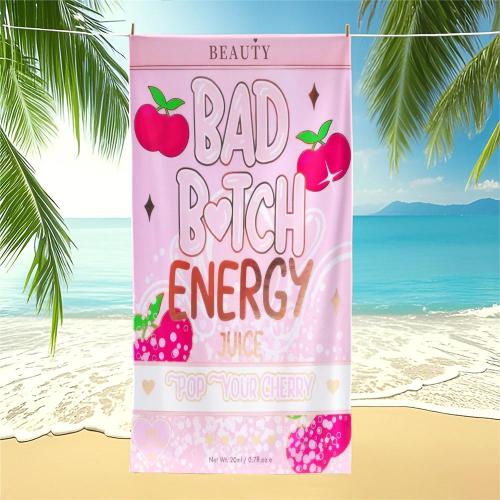Bad B*tch Energy Beach Towel, Oversized Cute Print Pool Towel, Quick Dry Sand Free Camping Towel, Soft Absorbent Bath Towel Blanket, Summer Beach Pool Essential, Perfect Travel Gift