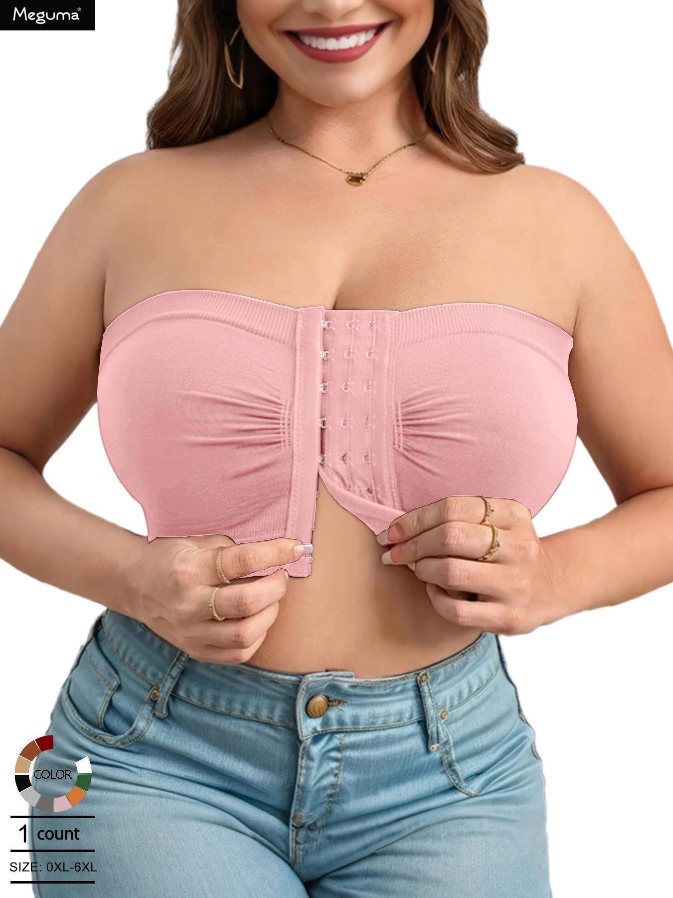 dailydrip【Plus Size】 Solid Strapless Bra, Casual Comfortable Breathable Wireless Bra Buckle for Daily Wear, Women's Plus Size Lingerie for All Seasons, Basic Bra, Underwear