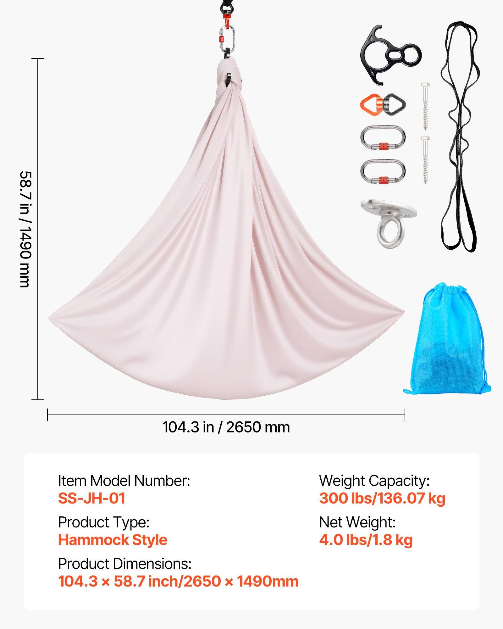 VEVOR Aerial Yoga Hammock, 300 lbs Load Aerial Silk, Yoga Swing with Nylon Fabric, PE Zipper Bag for Parent-Child Interaction, Strengthen Muscles Improve Practice, Hammock and Swing Combo