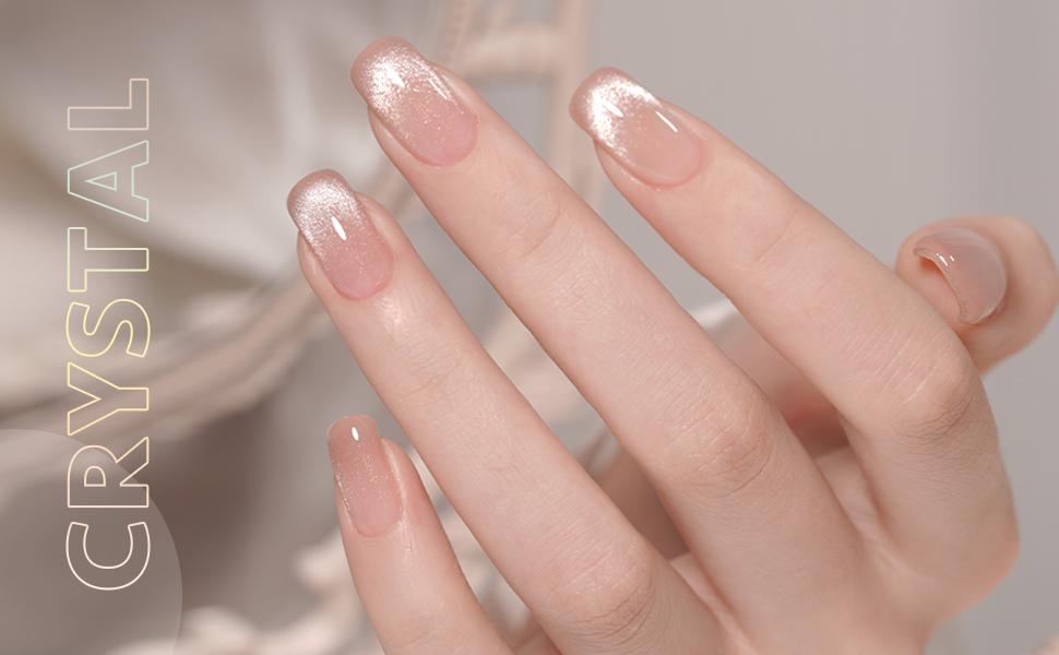 GAOY Cat Eye Gel Nail Polish, Christmas Gift Idea 16ml Silver Glitter Holographic Nail Polish with Magnet, Reflective UV Gel Cure Needed