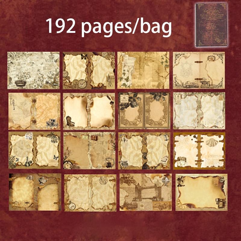 Vintage Style Material Paper Book, 192pcs/set Scrapbook & Journal Making Paper, DIY Decorative Craft Paper for Scrapbooking & Journal Making