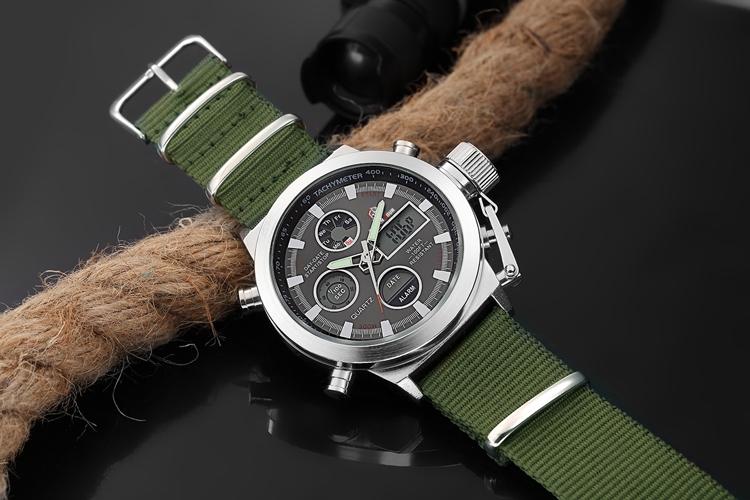 Classic Sporty Dual Movement Watch, Quartz Multifunctional Watch, Stopwatch, Alarm, Waterproof Casual Watch, Trendy Design