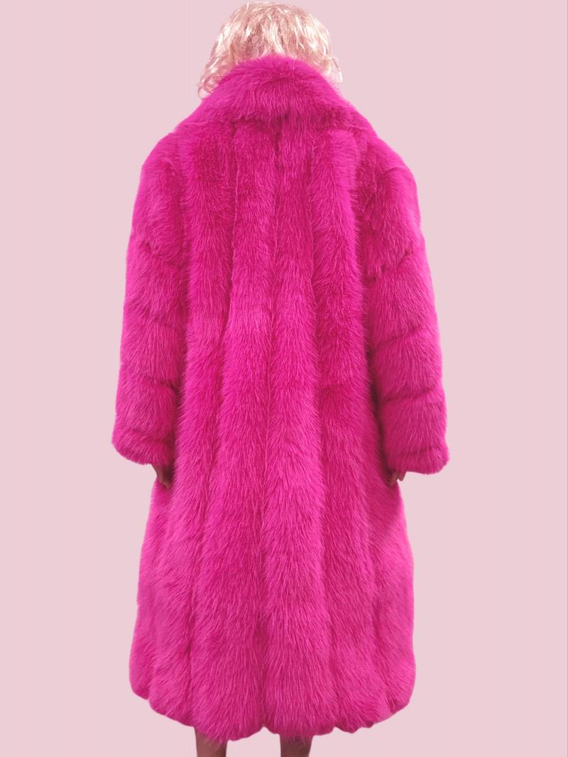 [Plus Size]Women's Faux Fur Coat, Comfortable Casual Party Jacket, Fashion Luxury Trendy Fall Winter, Soft Long Sleeve Pocket Medium Length