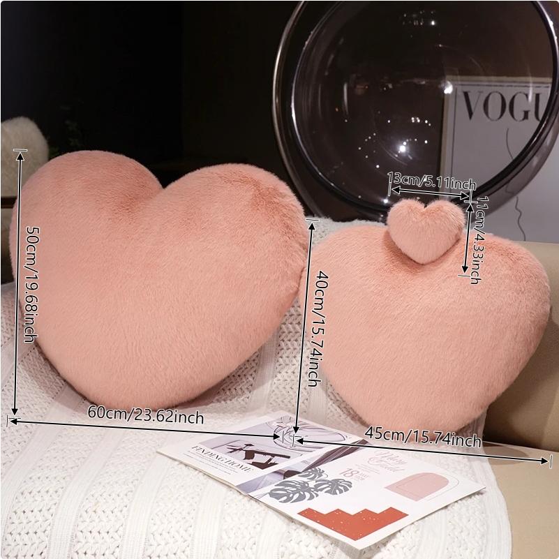 Heart Pillow with Pillow Core, Love Gift, Large Heart Shape, Sherpa Material, Room Décor, Throw Pillows for Living & Bedroom